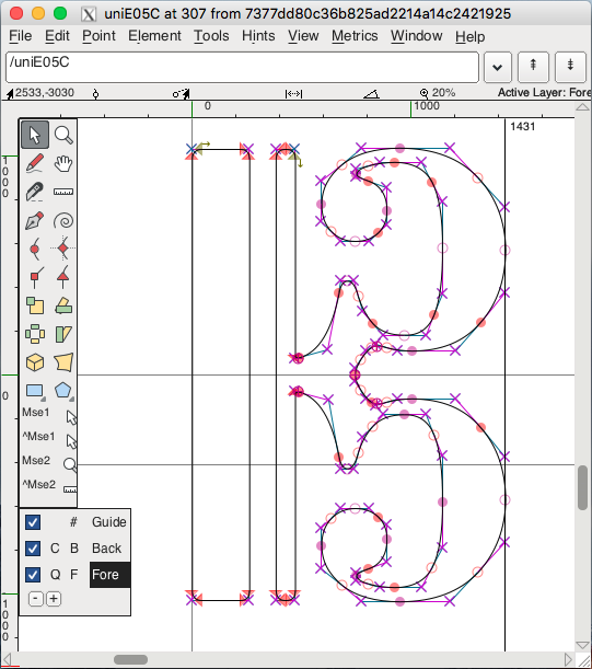 Clef d'Ut fonte Bravura SVG sous FontForge